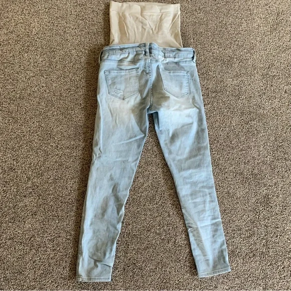 Blanqi Maternity Jeans 4 Over the Belly Light Wash Distressed Women's Jeans - Picture 6 of 9